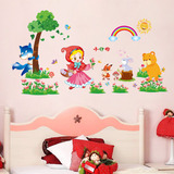 儿童房墙贴纸女孩卧室可爱卡通贴画童话幼儿园布置小红帽特价新品