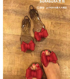 BORAORA波拉韩国童装代购2016春夏女童防滑蝴蝶结凉鞋亲子果冻鞋