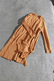 原单外贸女装秋季长袖针织开衫是百搭女装中长款下摆开叉小衫9C32
