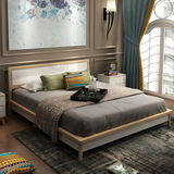 北欧实木床 双人床1.5 1.8米简约现代卧室烤漆时尚原木色婚床