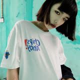 韩国ulzzang学院风百搭宽松印花字母卡通短袖t恤女夏学生简单上衣
