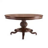 美式新古典家具定制 欧式雕花圆形餐桌 实木可伸缩餐台饭桌