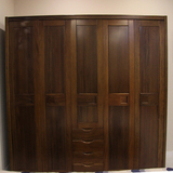 实木衣柜现代中式简约 胡桃木五门衣柜衣橱储物柜对开门收纳柜
