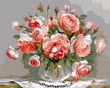皇冠包邮数字油画DIY手绘花瓶完美盛放静物山茶花卉客厅装饰画