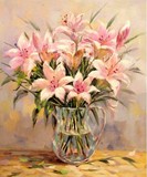 超值新品数字油画40*50花卉DIY手绘超美百合花静物花瓶客厅装饰画