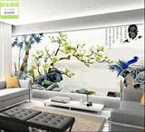3D中国风水墨花鸟白玉兰电视背景墙纸客厅大型壁画无缝无纺布壁纸