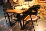 铁艺美式乡村餐桌椅组合复古星巴克桌椅实木咖啡桌椅办公桌椅套件