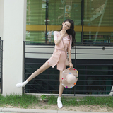【K-SPACE】夏季新款韩版粉色吊带上衣女显瘦包臀裙两件套装