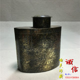 古玩杂件 纯铜铜罐浮雕工艺带盖铜盒子精致仿古茶叶罐 特价包邮