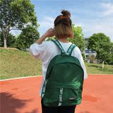 韩国ulzzang日韩学院风纯色帆布字母拉链双肩包男女学生书包背包