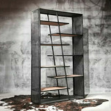 定制实木铁艺置物架 金属美式书架创意柜展示架 工业玄关柜架子