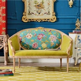 现货美式新古典沙发 欧式实木布艺沙发 白腊木法式简约双人沙发椅