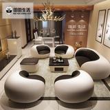 简约现代真皮沙发创意个性客厅组合休闲时尚欧式牛皮黑白弧形家具