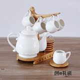 创意日式简约陶瓷悬挂式茶杯茶壶茶具套装咖啡具下午茶英式咖啡杯