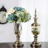 欧式美式家居创意样板间玻璃花瓶花器客厅电视柜摆件仿真花瓶套装