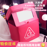 3ce韩国化妆包大容量专业手提化妆品化妆箱便携旅行可爱带镜防水