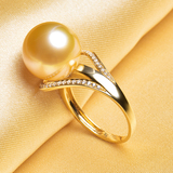 甜言蜜语大溪地海水黑珍珠戒指正圆强光基本无瑕正品18k金送女友