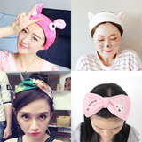 韩国超萌洗脸化妆头带面膜卡通兔耳朵束发带 运动瑜伽发箍美容巾