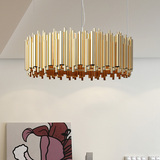 北欧后现代简约铝条创意个性吊灯 美式餐厅客厅别墅复式铝管吊灯