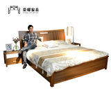 1.8米床胡桃色中式送家人父母硬木板床储物高箱双单人床 1.5米床