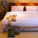 欧式全棉纯白色床单四件套被套刺绣花1.8m1.5米床上用品外贸床品
