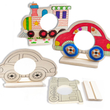 白坯木质相框小汽车上涂色玩具绘画珍珠泥制作幼儿园diy手工材料