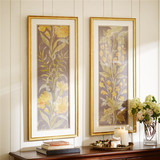 中式有框双联装饰画 别墅大厅画复式住宅客厅玄关工艺画向阳花画