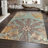 新古典欧式美式简约复古手工羊毛混纺卧室客厅茶几素金色羽毛地毯