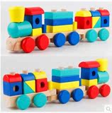 包邮儿童益智拼装木制玩具小火车头2-3-4-7岁木制车模男孩礼物