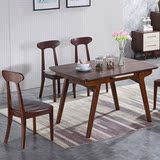 餐桌椅组合现代简约长方形伸缩餐桌 北欧实木餐桌 时尚6人饭桌