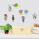 创意卡通厨房橱柜柜门贴装饰品冰箱贴纸 餐厅墙贴画卡通食物