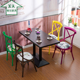 铁艺复古咖啡厅西餐厅桌椅甜品奶茶店餐桌椅茶餐厅小吃店桌椅组合