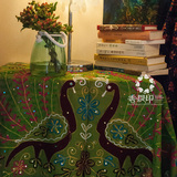 香提印 印度进口绣花手工亮片壁挂毯 挂布背景布 孔雀大象桌布