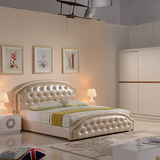 皮床真皮床现代简约1.8米软床欧式1.5 床皮艺床小户型 婚床储物床