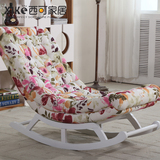 现代中式懒人沙发实木布艺单人椅子午睡逍遥椅摇摇椅阳台卧室躺椅