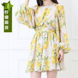 Lin Edition Limit 早春必入款 清新柠檬超正版型灯笼袖连衣裙