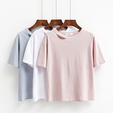 夏季新款韩版纯色百搭短袖女个性时尚镂空领t恤修身显瘦打底衫潮