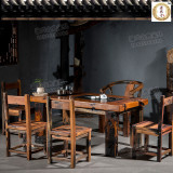 老船木茶桌功夫茶桌椅组合 整装实木 仿古 中式茶几桌现货C010