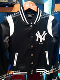 MLB专柜正品代购 16新款黑色超酷PU皮拼接棒球服外套29400 29500