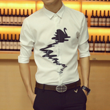 夏季薄款纯色中袖衬衫男士韩版修身五分袖白色半袖商务衬衣潮男装