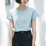 纯色短袖t恤女夏季韩版2016新款潮学生百搭修身显瘦简约圆领上衣