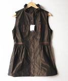 T1-3外贸原单春夏女中长款荷叶领妈妈装大码无袖背心马甲外套0.25