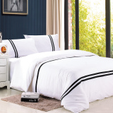 酒店款全棉四件套纯色床上用品纯棉贡缎白黑色被罩床单枕套4件套