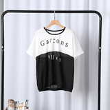 特价2016夏季女装新款 棉麻字母印花拼色宽松显瘦衬衫G8X