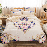 家纺床上用品纯棉床上四件套全棉1.8m1.5夏季床单被套床笠4三件套