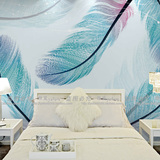 梦幻彩色羽毛清新大型壁画床头卧室沙发电视背景墙纸现代简约壁纸