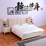 新中式双人床样板房床水曲柳床酒店宾馆布艺床简约大婚床实木家具