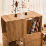 简易现代复古自由组合格子柜方形拼装边柜实木艺术装饰移动小茶柜