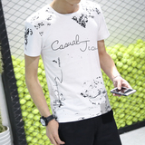 短袖t恤男士青少年夏季韩版修身半截袖中学生薄款男土丅恤潮流t恤