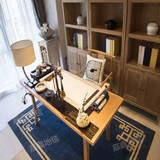 现代中式地毯客厅茶几地毯卧室深蓝色书房地毯简约羊毛满铺定制